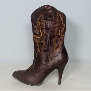 NEW Ellie Shoes Womens 418-Cowgirl 4 inch heel Sz 8 brown